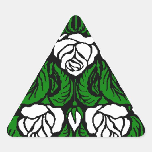 BEAUTIFUL WHITE ROSES TRIANGLE DRIEHOEK STICKER (Voorkant)