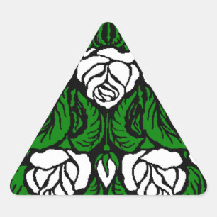 BEAUTIFUL WHITE ROSES TRIANGLE DRIEHOEK STICKER