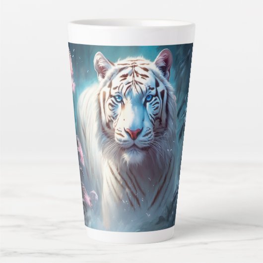 Beautiful White tiger Latte Mok (Voorkant)