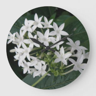 Beautiful White Tropical Flowers Wall Clock Grote Klok