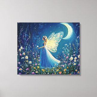 Beautiful wildflowers and fairy. canvas afdruk