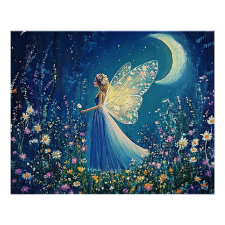 Beautiful wildflowers and fairy. perfect poster