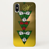 BEAUTIFUL WITTE RODE ROSES DRIEHOGE MONOGRAM