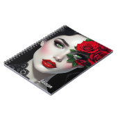 Beautiful Woman with Red Rose Personalized Notitieboek (Linkerzijde)
