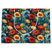 Beautiful Yellow Blue and Red Flowers Pattern Groot Cadeauzakje (Voorkant)