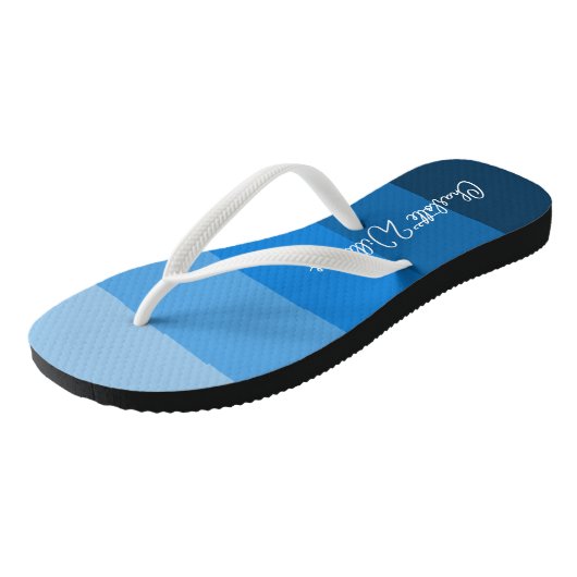 BEAUTIFULE BLAUWE KLEUR STRIPE LIJN PATRONAAM TEENSLIPPERS (Schuin)