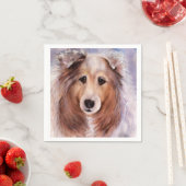 BEAUTIFULE COLLIE DOG PAPIER NAPKIN SERVETTEN (Insitu)