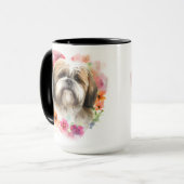 BEAUTIFULE WATERVERF BROWN WHITE LHASA APSO DOG MOK (Voorkant links)