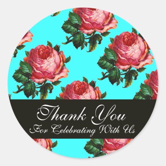 BEAUTIFUME PINK ROSE Dank u Ronde Sticker (Voorkant)
