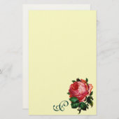 BEAUTIUL PINK ROSE MONOGRAM, crème Briefpapier (Voorkant / Achterkant)
