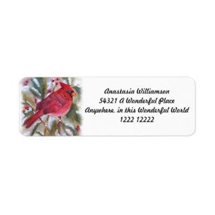 BEAUTIUL RED CARDINAL ETIKET