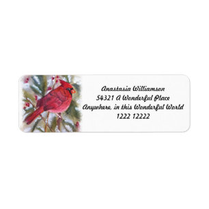 BEAUTIUL RED CARDINAL ETIKET