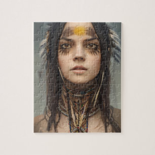 BEAUTIUL YOUNG INDIAN NATIVE GIRL JIGSAW PUZZZLE LEGPUZZEL