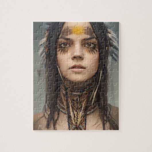 BEAUTIUL YOUNG INDIAN NATIVE GIRL JIGSAW PUZZZLE LEGPUZZEL (Verticaal)