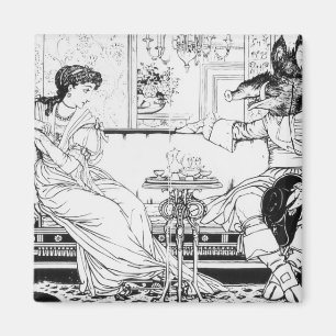 Beauty and the Beast, 1874 (litho) (foto) Magneet