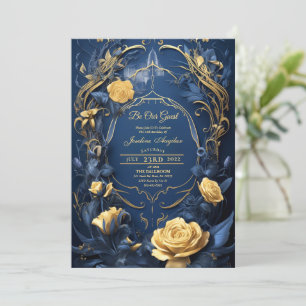 Beauty and the Beast Gold Roos Sweet 16 Uitnodigin Kaart