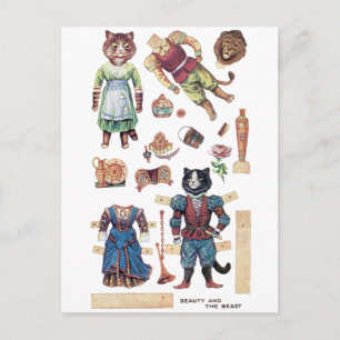 Beauty and the Beast, Paper Doll, Louis Wain Briefkaart