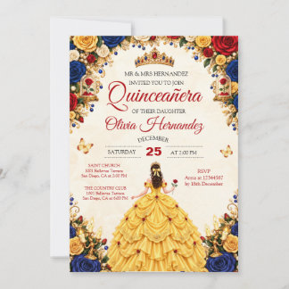 Beauty and the Beast Quinceañera Uitnodiging