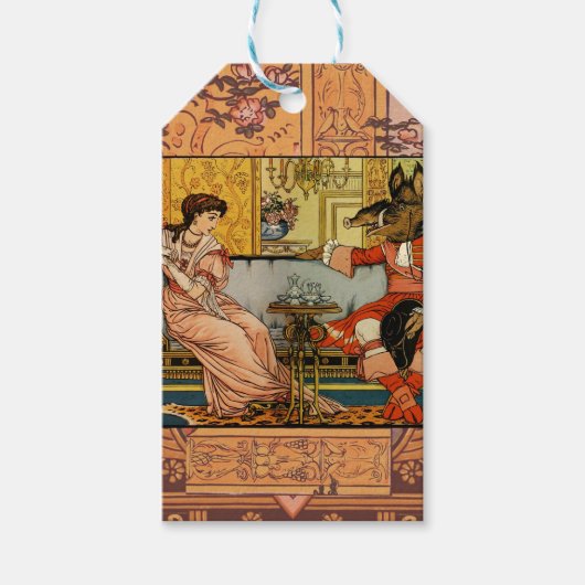 Beauty Beast Classic Sprookjesfiguren Cadeaulabel (Voorkant)