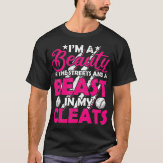Beauty Beast in Mijn Cleats Softball Player T-shirt