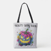 Beauty Bites Back Spooky Pink Pumpkin Halloween Draagtas (Achterkant)