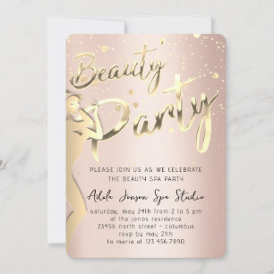 Beauty Body Party Instant Download Gold Roos Kaart