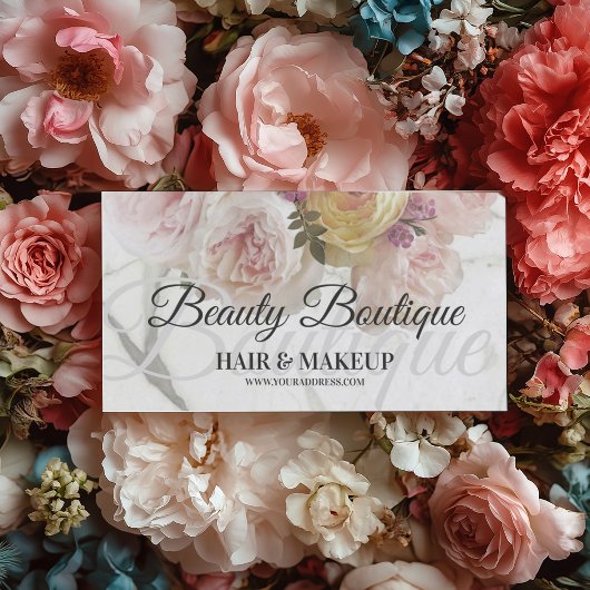 Beauty Boutique Marble Flower Make-up Hair Kaart Visitekaartje