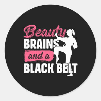 Beauty Brains And A Black Belt Martial Arts Karate Ronde Sticker