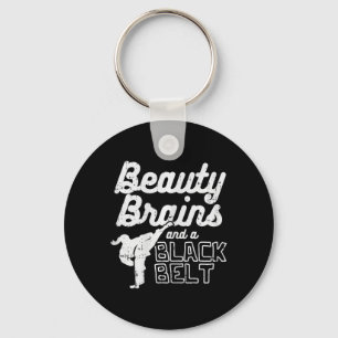 Beauty Brains Black Belt Girl Karate Kick Taekwond Sleutelhanger
