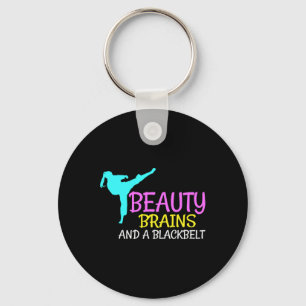 Beauty Brains Black Belt Karate Martial Arts Gift Sleutelhanger