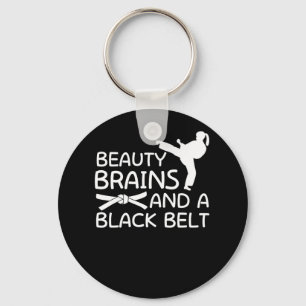 Beauty Brains en Black Belt Karate Girl Sleutelhanger