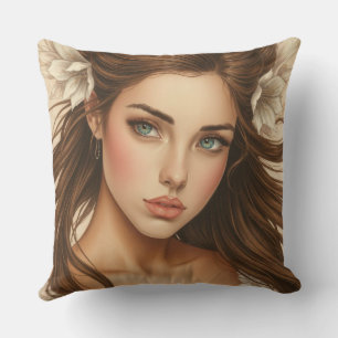 Beauty brunette kussen