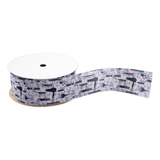 Beauty Care Blue Roos Patroon Grosgrain Lint (Spoel)