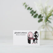 Beauty Consultant Girly Pink Black Hair Salon Visitekaartje (Staand voorkant)
