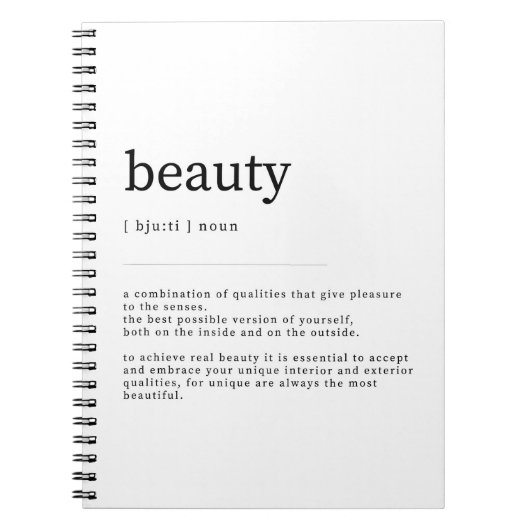 Beauty Definition Dictionary Art Print Notitieboek (Voorkant)