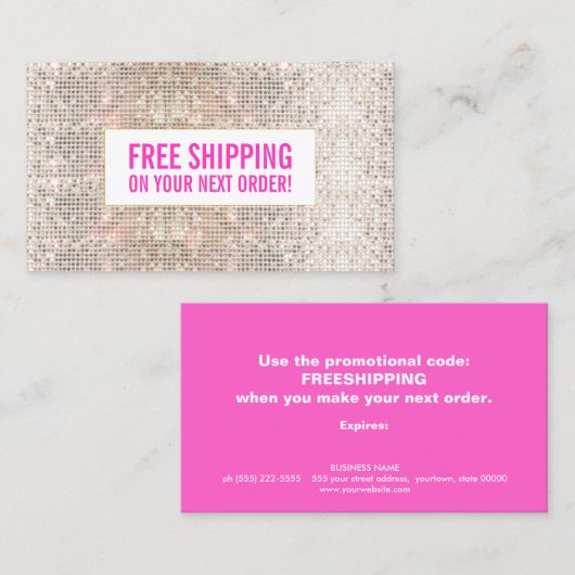 Beauty Discount Coupon Silver Sequins Roze (Voorkant / Achterkant)