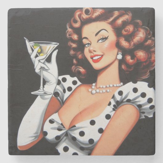 Beauty Drink Pin Up Stenen Onderzetter (Voorkant)