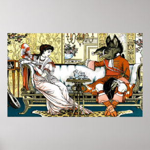 Beauty en Beast Art Nouveau Poster