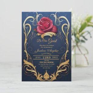 Beauty en de Beast Red Rose Sweet 16 Invitations Kaart