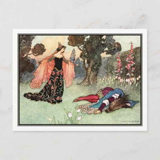 Beauty en het Beest van Warwick Goble Briefkaart (Voorkant)