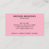 Beauty Esthetician Script Calligraphy Pink Visitekaartje (Achterkant)