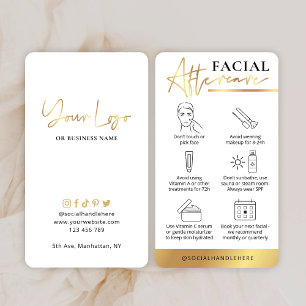 Beauty Facial Aftercare Guide White & Gold Logo Visitekaartje