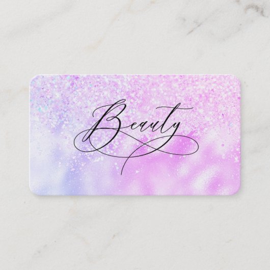 ** BEAUTY Fancy script Ombre Glitter Visitekaartje (Voorkant)