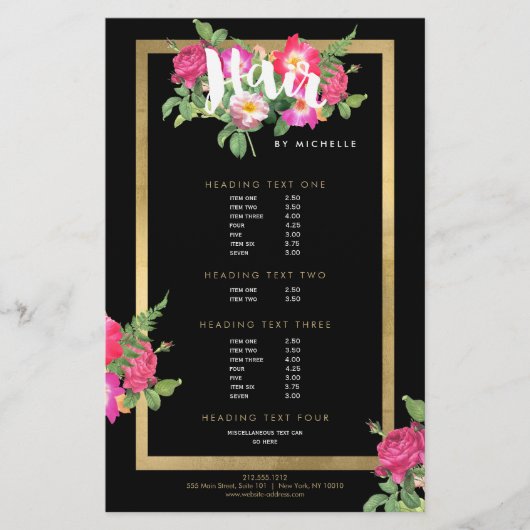 Beauty Florals Hair Stylist Black Flyer (Voorkant)