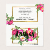 Beauty Florals Lash Extensions Witte nazorg Visitekaartjes (Buitenkant ongevouwen)