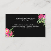 Beauty Florals Nail Salon Black Loyalty Card (Achterkant)