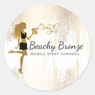 Beauty Girl Gouden Bronzen Regenpatroon Spray Tann Ronde Sticker