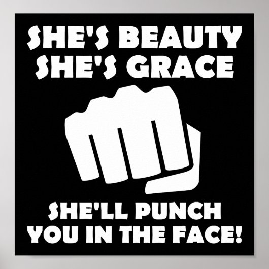 Beauty Grace Punch Funny Poster noir (Devant)