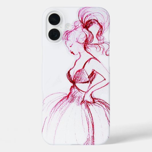 BEAUTY IN PINK DRESS Red White Tekening Case-Mate iPhone Case (Achterkant)