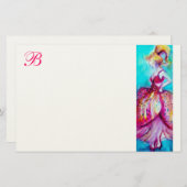 BEAUTY IN PINKDRESS MONOGRAM BRIEFPAPIER (Voorkant / Achterkant)
